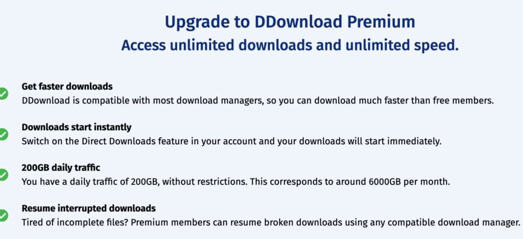 DDownload Premium-Funktionen
